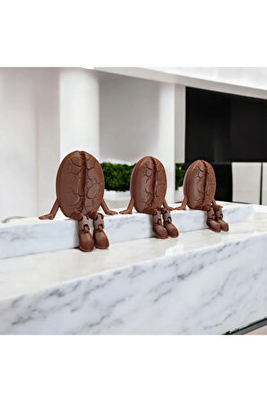 Kahve Çekirdeği 3'lü Dekoratif Obje Seti Biyoplastik Kahverengi