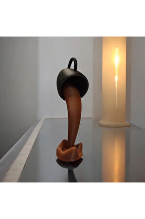 Dökülen Kahve Dekoratif Aksesuar Biyoplastik Siyah Kupa