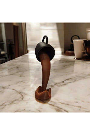 Dökülen Kahve Dekoratif Aksesuar Biyoplastik Siyah Kupa