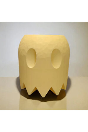 Sevimli Hayalet Vazo Özel Tasarım Dekoratif Vazo Biyoplastik Pastel Sarı