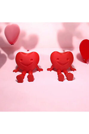 Sevgililer Günü Gülen Yüzlü İkili Kalp Dekoratif Aksesuar Seti