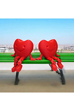 Sevgililer Günü Gülen Yüzlü İkili Kalp Dekoratif Aksesuar Seti