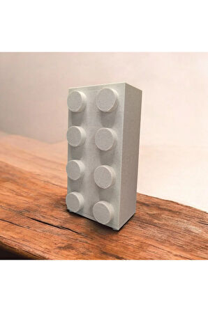 Renkli Blok Brick Özel Tasarım Modern Dekoratif Vazo Granit Beyaz (ÇİÇEK DAHİL DEĞİLDİR)