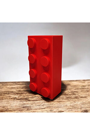 Renkli Blok Brick Özel Tasarım Modern Dekoratif Vazo Kırmızı (ÇİÇEK DAHİL DEĞİLDİR)