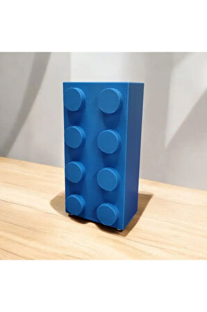 Renkli Blok Brick Özel Tasarım Modern Dekoratif Vazo Mavi (ÇİÇEK DAHİL DEĞİLDİR)