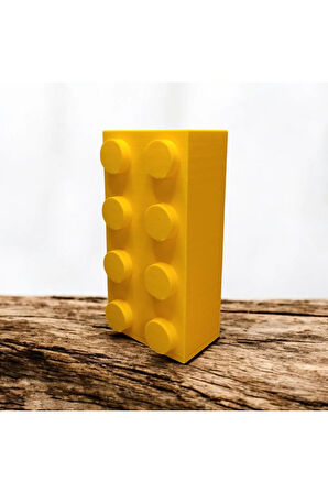 Renkli Blok Brick Özel Tasarım Modern Dekoratif Vazo Sarı (ÇİÇEK DAHİL DEĞİLDİR)