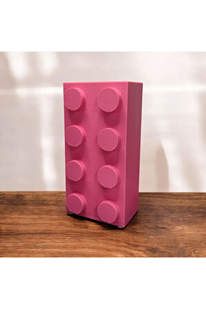 Renkli Blok Brick Özel Tasarım Modern Dekoratif Vazo Pembe (ÇİÇEK DAHİL DEĞİLDİR)