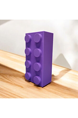 Renkli Blok Brick Özel Tasarım Modern Dekoratif Vazo Mor (ÇİÇEK DAHİL DEĞİLDİR)