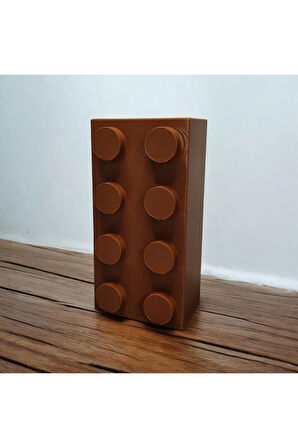 Renkli Blok Brick Özel Tasarım Modern Dekoratif Vazo Kahverengi (ÇİÇEK DAHİL DEĞİLDİR)