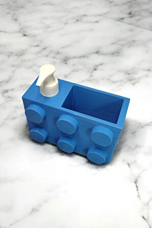 Renkli Brick Blok Özel Tasarım Sabunluk ve Organizer Seti Mavi