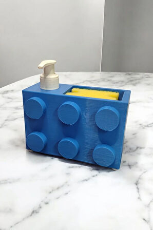 Renkli Brick Blok Özel Tasarım Sabunluk ve Organizer Seti Mavi