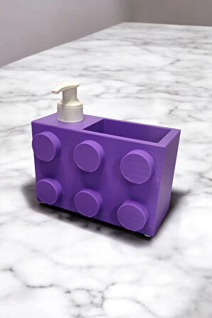 Renkli Brick Blok Özel Tasarım Sabunluk ve Organizer Seti Mor