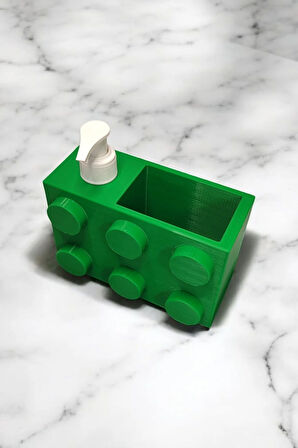 Renkli Brick Blok Özel Tasarım Sabunluk ve Organizer Seti Yeşil
