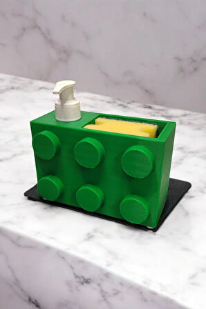 Renkli Brick Blok Özel Tasarım Sabunluk ve Organizer Seti Yeşil