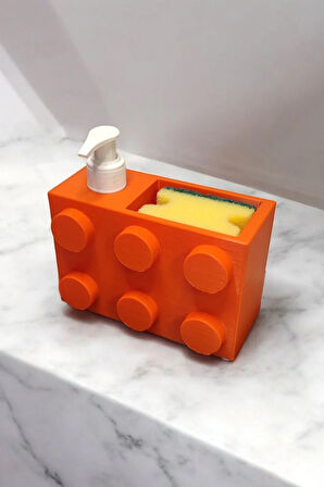 Renkli Brick Blok Özel Tasarım Sabunluk ve Organizer Seti Turuncu
