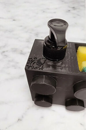 Renkli Brick Blok Özel Tasarım İkili Sabunluk ve Organizer Seti Siyah