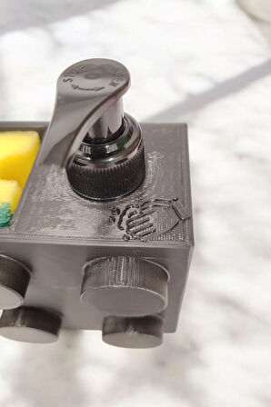 Renkli Brick Blok Özel Tasarım İkili Sabunluk ve Organizer Seti Siyah