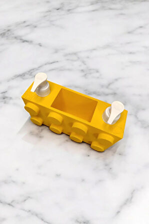 Renkli Brick Blok Özel Tasarım İkili Sabunluk ve Organizer Seti Sarı