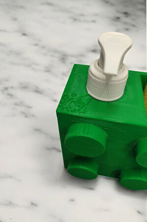 Renkli Brick Blok Özel Tasarım İkili Sabunluk ve Organizer Seti Yeşil