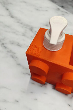 Renkli Brick Blok Özel Tasarım İkili Sabunluk ve Organizer Seti Turuncu