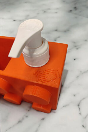 Renkli Brick Blok Özel Tasarım İkili Sabunluk ve Organizer Seti Turuncu