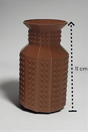 Blok Çiçek Uyumlu Özel Tasarım Dekoratif Mini Vazo Kahverengi 11cm (ÇİÇEKLER DAHİL DEĞİLDİR)