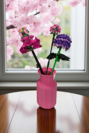 Blok Çiçek Uyumlu Özel Tasarım Dekoratif Mini Vazo Biyoplastik Pembe 11cm (ÇİÇEKLER DAHİL DEĞİLDİR)