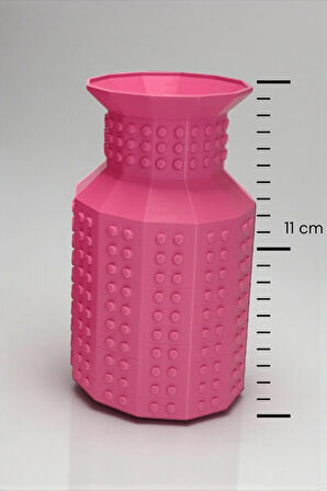 Blok Çiçek Uyumlu Özel Tasarım Dekoratif Mini Vazo Biyoplastik Pembe 11cm (ÇİÇEKLER DAHİL DEĞİLDİR)