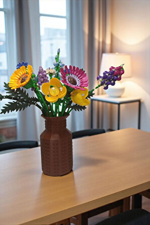 Blok Çiçek Uyumlu Özel Tasarım Dekoratif Vazo Biyoplastik Kahverengi (ÇİÇEKLER DAHİL DEĞİLDİR)