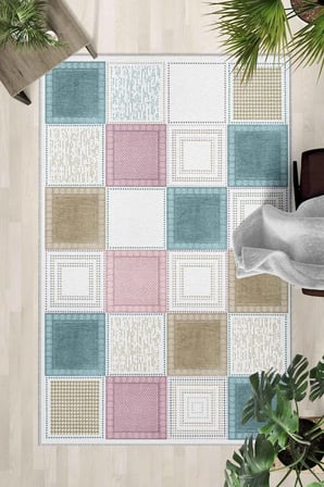 Kaymaz Taban Yıkanabilir Halı – Mutfak, Salon, Yatak Odası için Modern Dijital Baskı Halı (SLNHALI45
