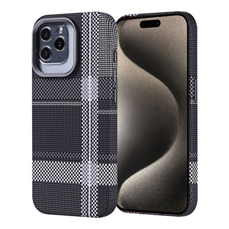 iPhone 15 Pro Kılıf Magsafe Şarj Özellikli Karbon Fiber Görünümlü Ultra İnce Premium Next Kapak