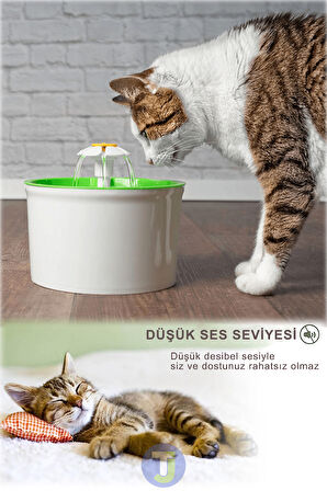 Technojet Kedi Köpek Kuş ve Evcil Hayvanlar için Otomatik Su Pınarı Çeşmesi Su Sebili Kabı 1,6Lt