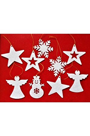 Yılbaşı Ağacı Süsü 12 li Keçe Yılbaşı Süsü Noel Süsü Christmas Ornament