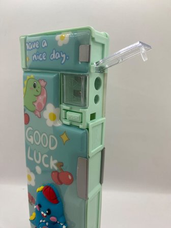 Fonksiyonlu Kalem Kutusu Dinozor Stres Çarklı Kalemtraşlı Kalemlik - Yeşil Good Luck