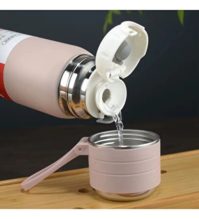 Paslanmaz Çelik Matara Termos Su Şişesi 500 ML Vakumlu Kapak - Siyah