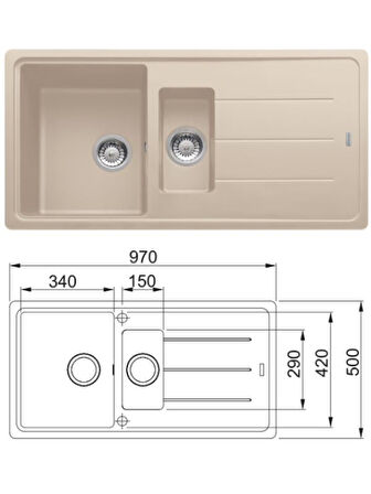 Franke BFG 651-97/Active Plus Doccia 2.0 Eviye Armatür Seti (Avena)