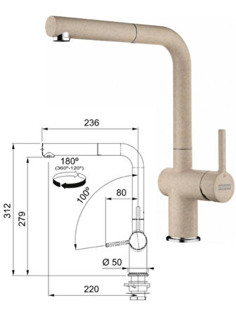 Franke BFG 651-97/Active Plus Doccia 2.0 Eviye Armatür Seti (Avena)
