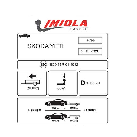 Hakpol - Skoda Yeti 04/2014 ve Sonrası Çeki Demiri