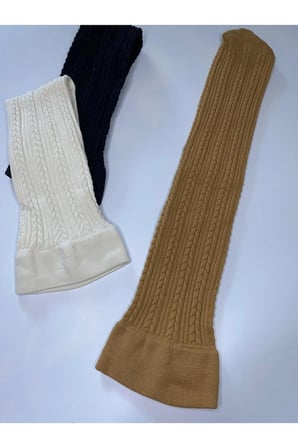 3^Lü Knıt Kabartma Triko 200 Den Örgü Desenli Kışlık Renkli Dizaltı Pantolon Çorabı ( 3 Adet Çorap )