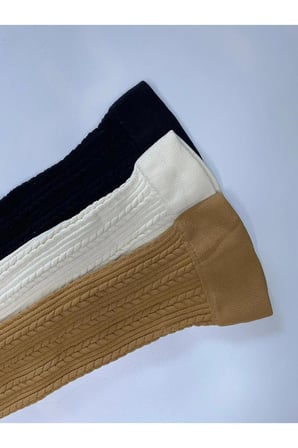 3^Lü Knıt Kabartma Triko 200 Den Örgü Desenli Kışlık Renkli Dizaltı Pantolon Çorabı ( 3 Adet Çorap )