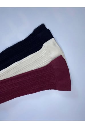3^Lü Knıt Kabartma Triko 200 Den Örgü Desenli Kışlık Renkli Dizaltı Pantolon Çorabı ( 3 Adet Çorap )