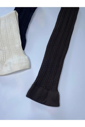 3^Lü Knıt Kabartma Triko 200 Den Örgü Desenli Kışlık Renkli Dizaltı Pantolon Çorabı ( 3 Adet Çorap )