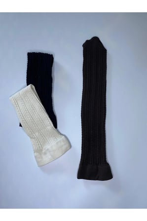 3^Lü Knıt Kabartma Triko 200 Den Örgü Desenli Kışlık Renkli Dizaltı Pantolon Çorabı ( 3 Adet Çorap )