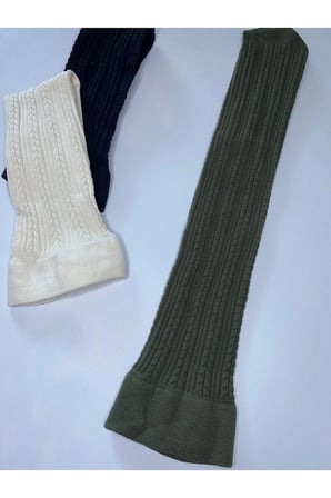 3^Lü Knıt Kabartma Triko 200 Den Örgü Desenli Kışlık Renkli Dizaltı Pantolon Çorabı ( 3 Adet Çorap )
