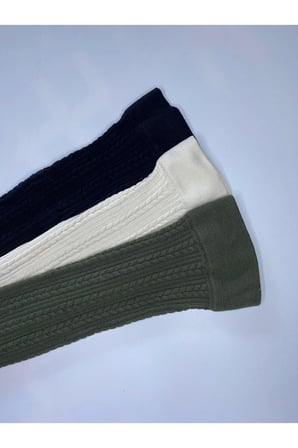 3^Lü Knıt Kabartma Triko 200 Den Örgü Desenli Kışlık Renkli Dizaltı Pantolon Çorabı ( 3 Adet Çorap )
