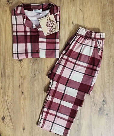 Pijahome Kadın Viskon İpeksi Dokulu Kısa Kollu Pijama Takımı