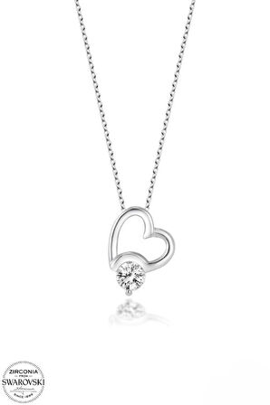 SWAROVSKİ TAŞLI  ZİRCONİA KALP 925 AYAR GÜMÜŞ KOLYE