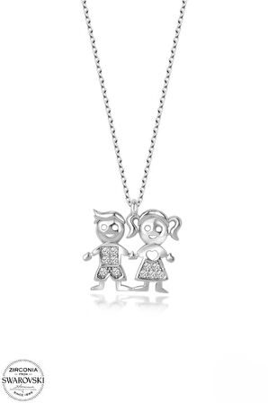 SWAROVSKİ TAŞLI  ZİRCONİA AİLEM TAŞ 925 AYAR GÜMÜŞ KOLYE