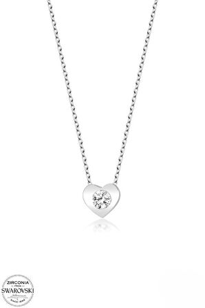 SWAROVSKİ TAŞLI  ZİRCONİA KALP 925 AYAR GÜMÜŞ KOLYE