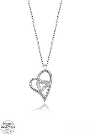 SWAROVSKİ TAŞLI  ZİRCONİA KALBİMİZ BİR 925 AYAR GÜMÜŞ KOLYE